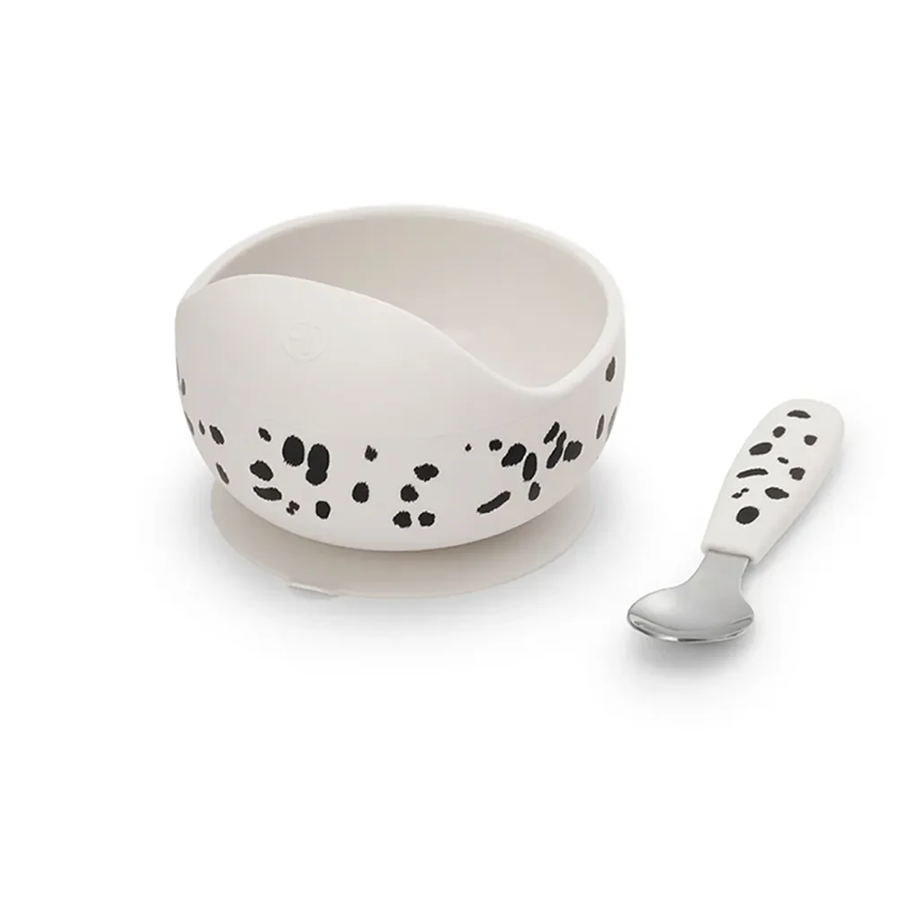 Elodie Details Silikoneskål med ske Dalmatian Dots