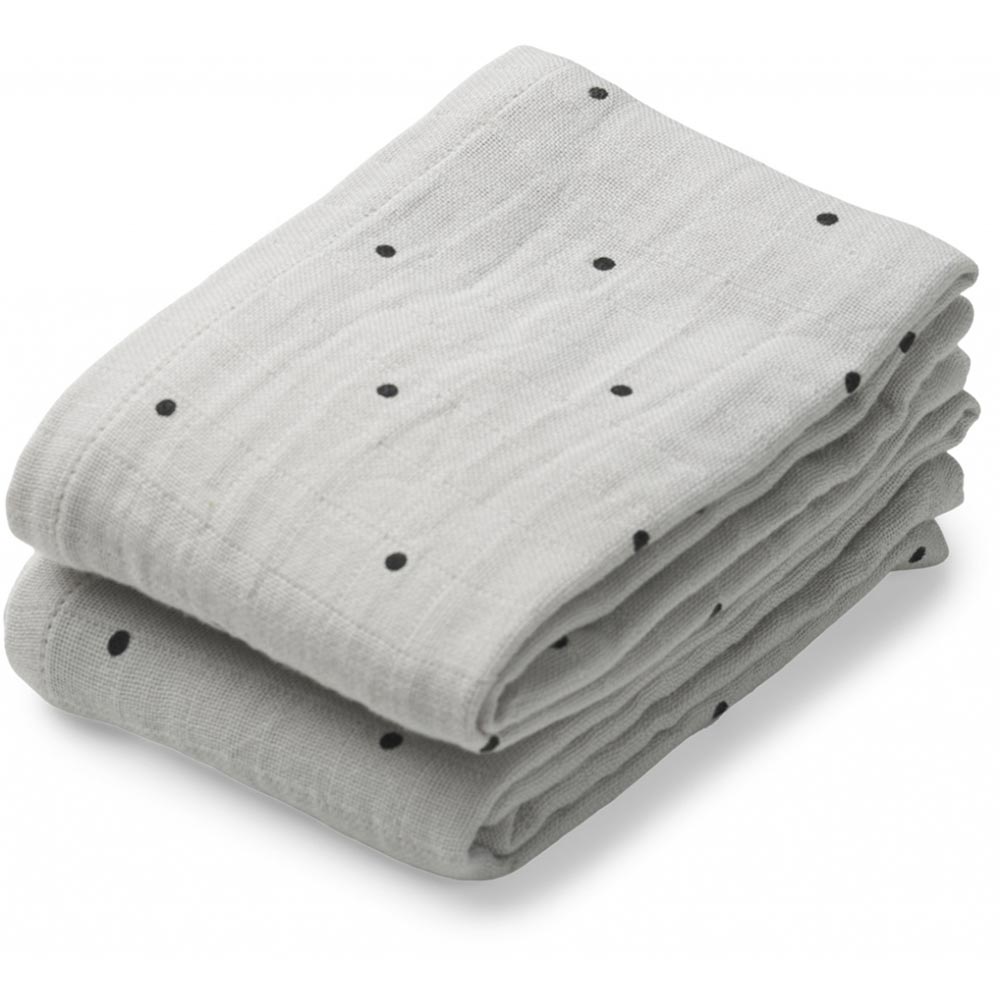 Liewood Lewis musselin-tæppe 2-p Classic dot dumbo grey