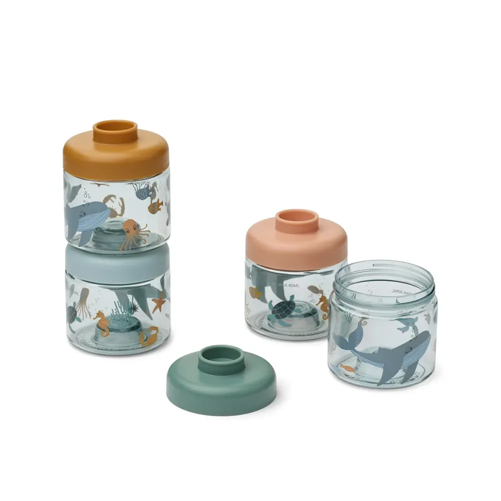 Liewood Dominique Baby Food Tritan Boxes 4-Pack Sea creature / Sandy