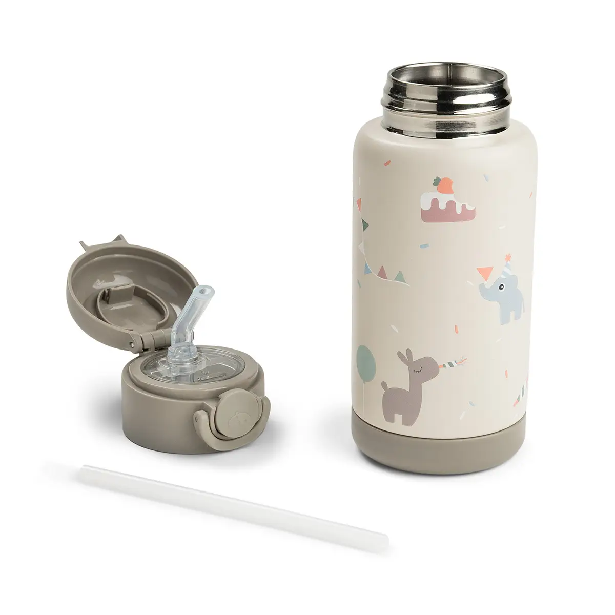 Done by Deer isoleret drikkeflaske med sugerør Celebration Sand 340 ml