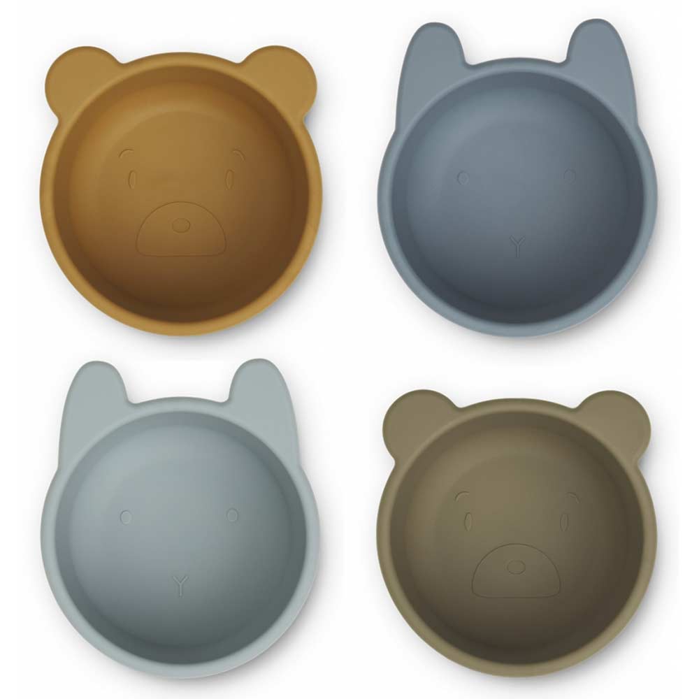 Liewood Malene silikone skåle 4-p Caramel/blå multi mix