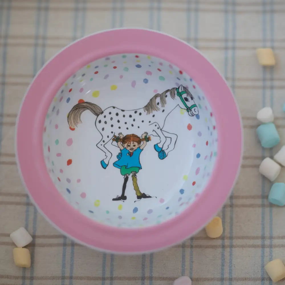 Rätt start Pippi Fødselsdagstallerken med sugekop, lyserød