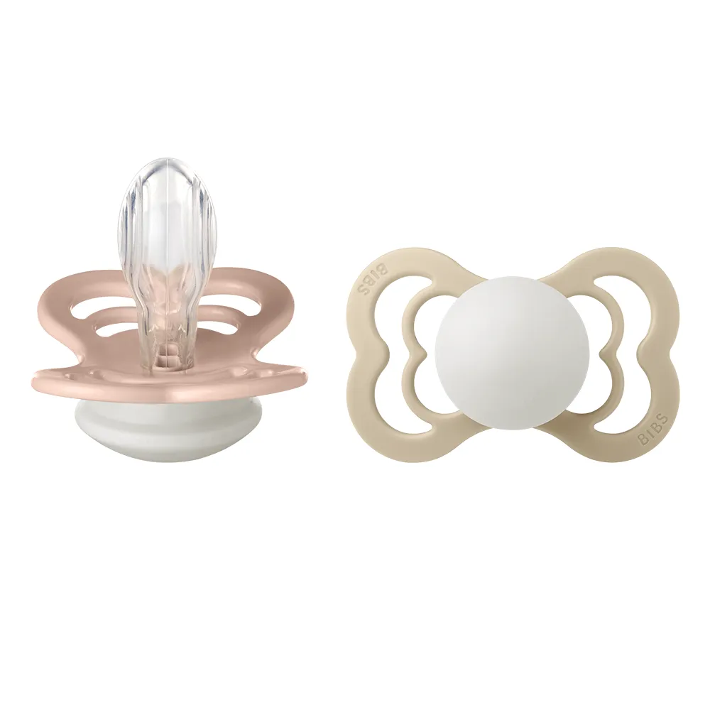 BIBS Supreme 2 PACK silikone str. 2 Blush GLOW/Vanilla GLOW