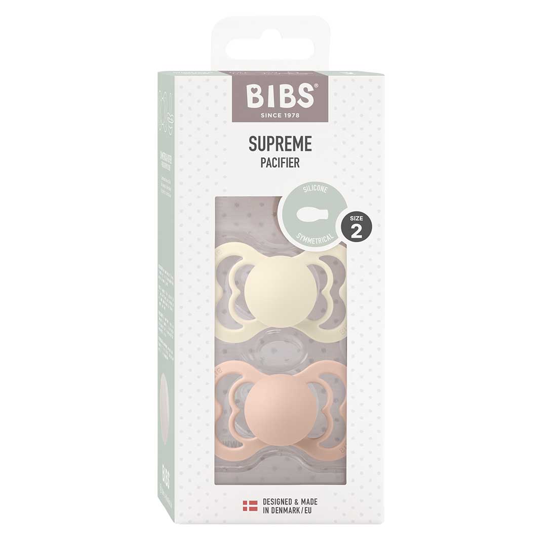 BIBS dug 2-Pack Supreme 6-18m Silikone Elfenben/Blush