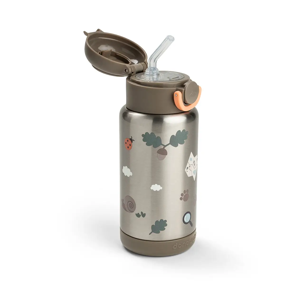 Done by Deer isoleret drikkeflaske med sugerør Tiny Trails Sand 340 ml