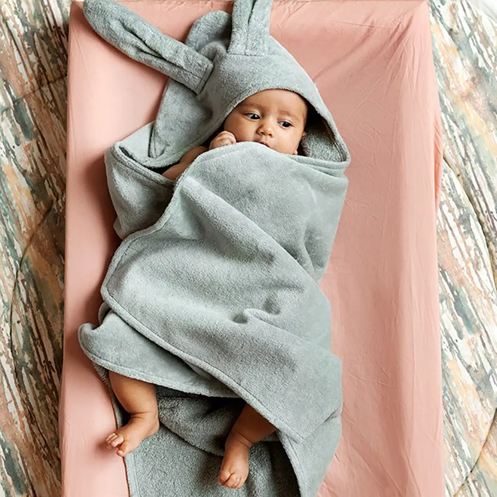 Elodie Håndklæde med hætte Mineral Green Bunny