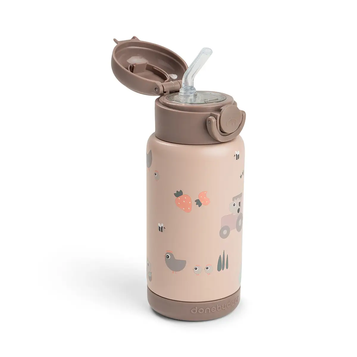 Done by Deer isoleret drikkeflaske med sugerør Tiny Farm Powder 340 ml