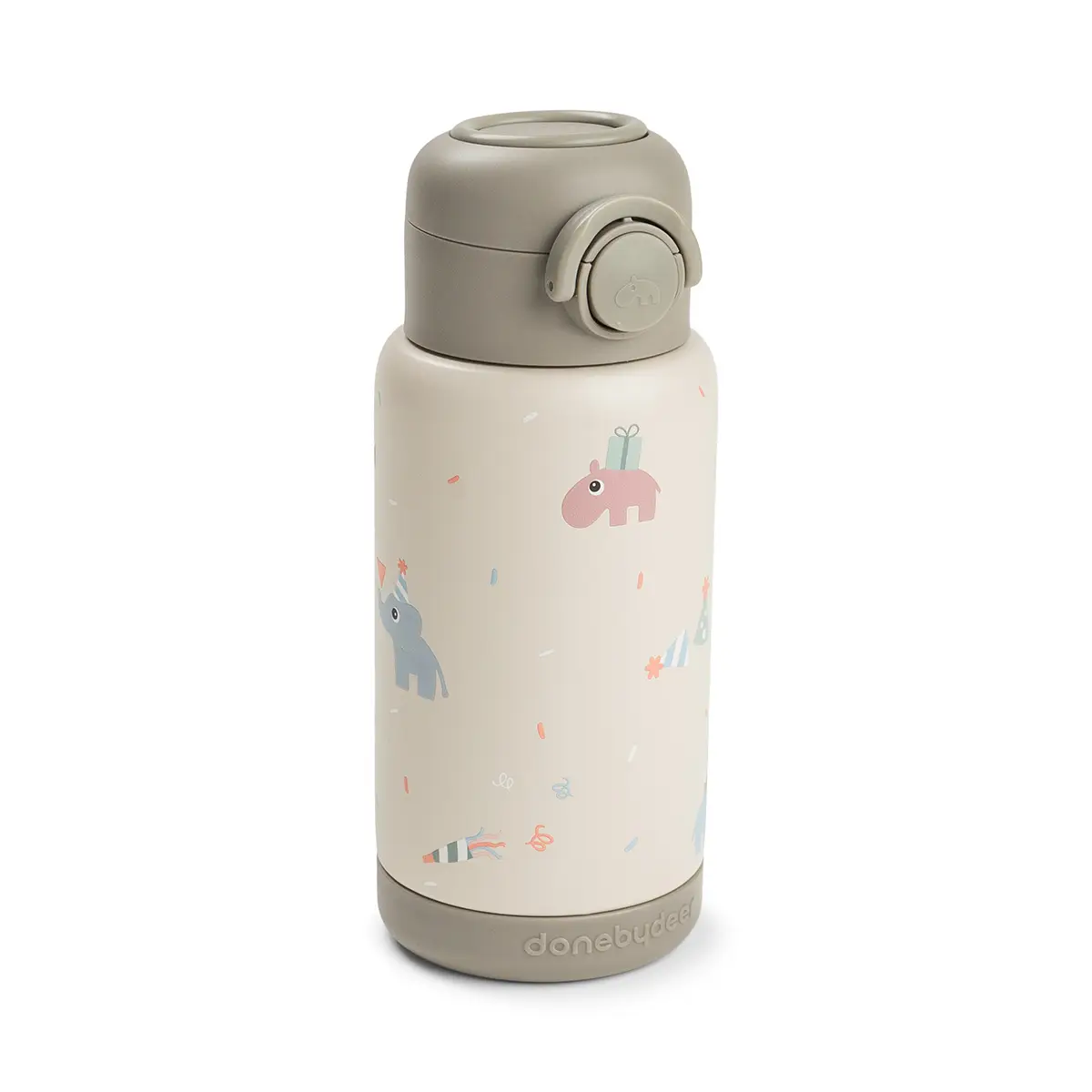 Done by Deer isoleret drikkeflaske med sugerør Celebration Sand 340 ml