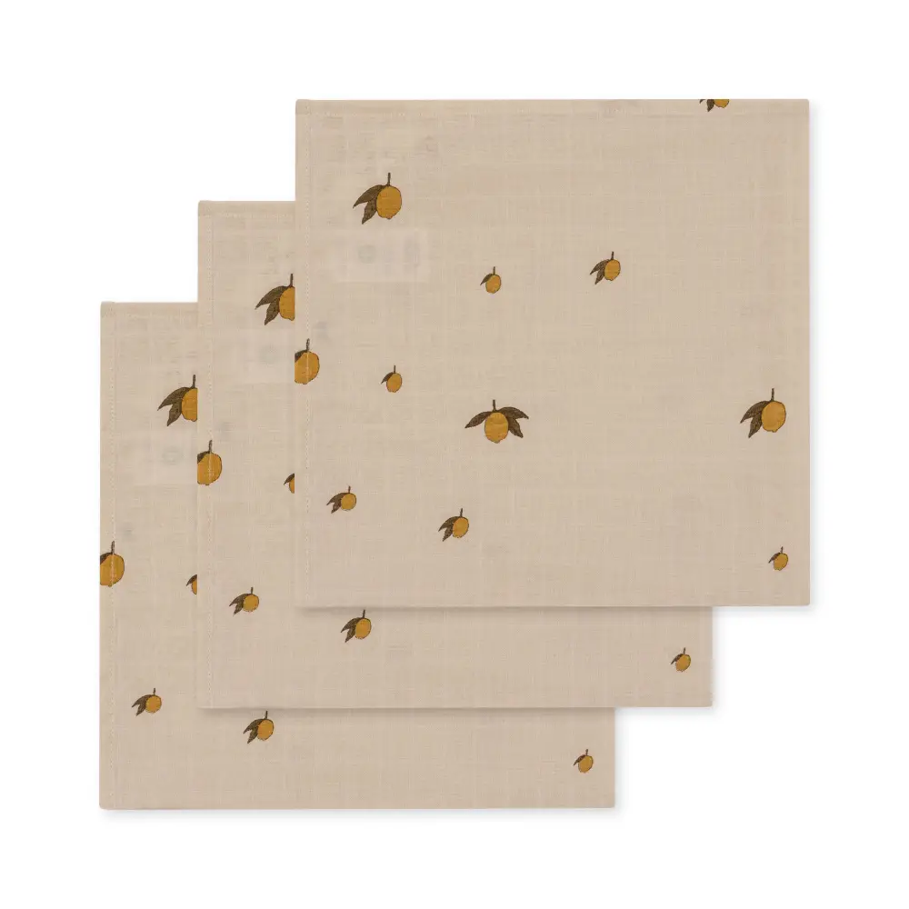 Konges Sløjd Muslinstofbleer 3-pak GOTS Lemon