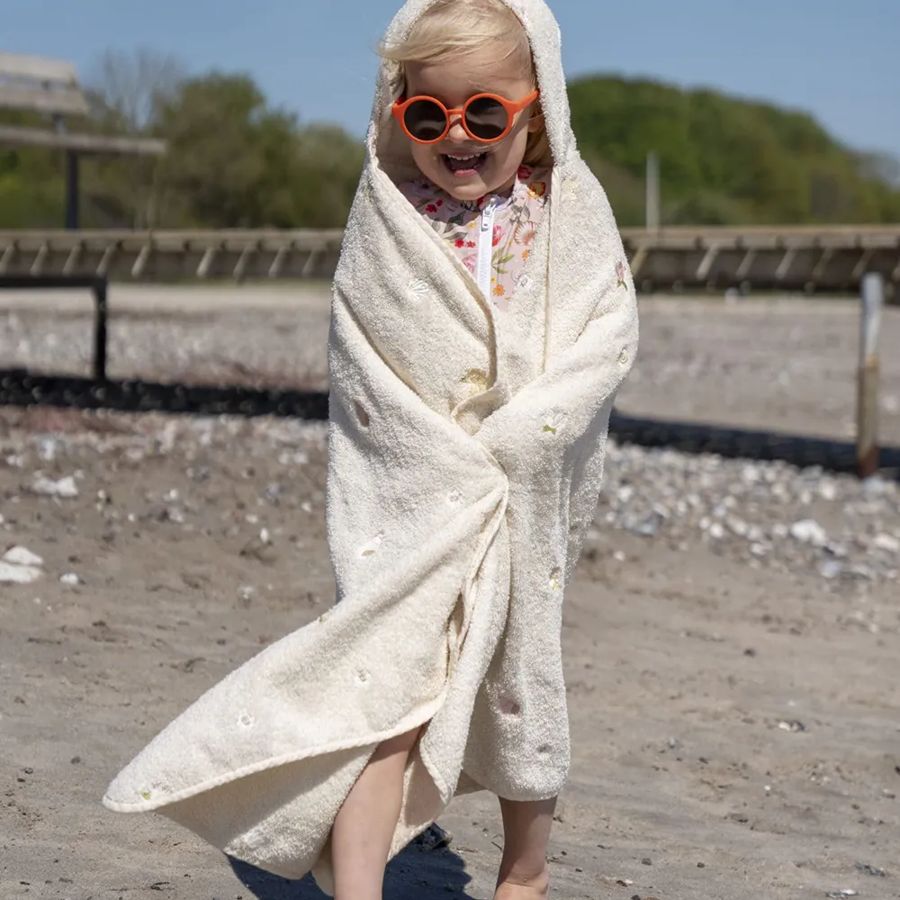Filibabba Broderet badehåndklæde m. hætte GOTS - Ocean Blossom