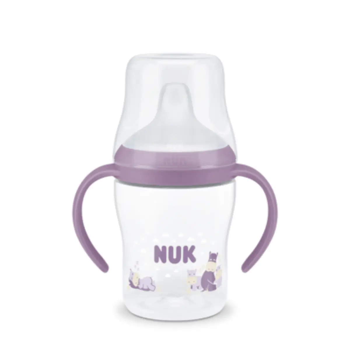 NUK Perfect Match-babyflaske med håndtag 150 ml, flodhest, 6 måneder+