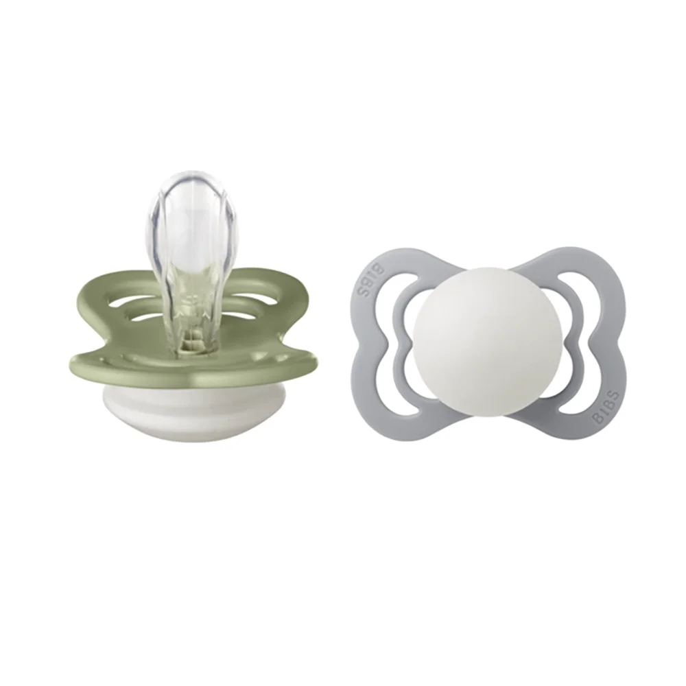 BIBS Supreme 2 PACK silikone størrelse 1 Sage GLOW/Cloud GLOW