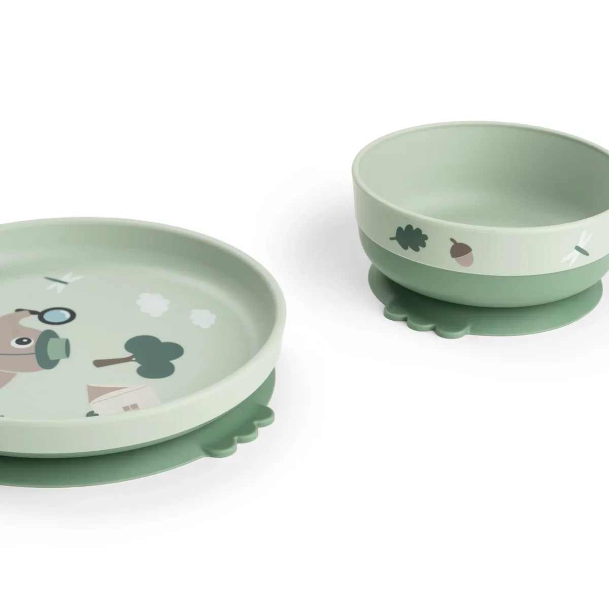 Done by Deer Foodie-spisesæt med 360-graders kop – Tiny Trails Green
