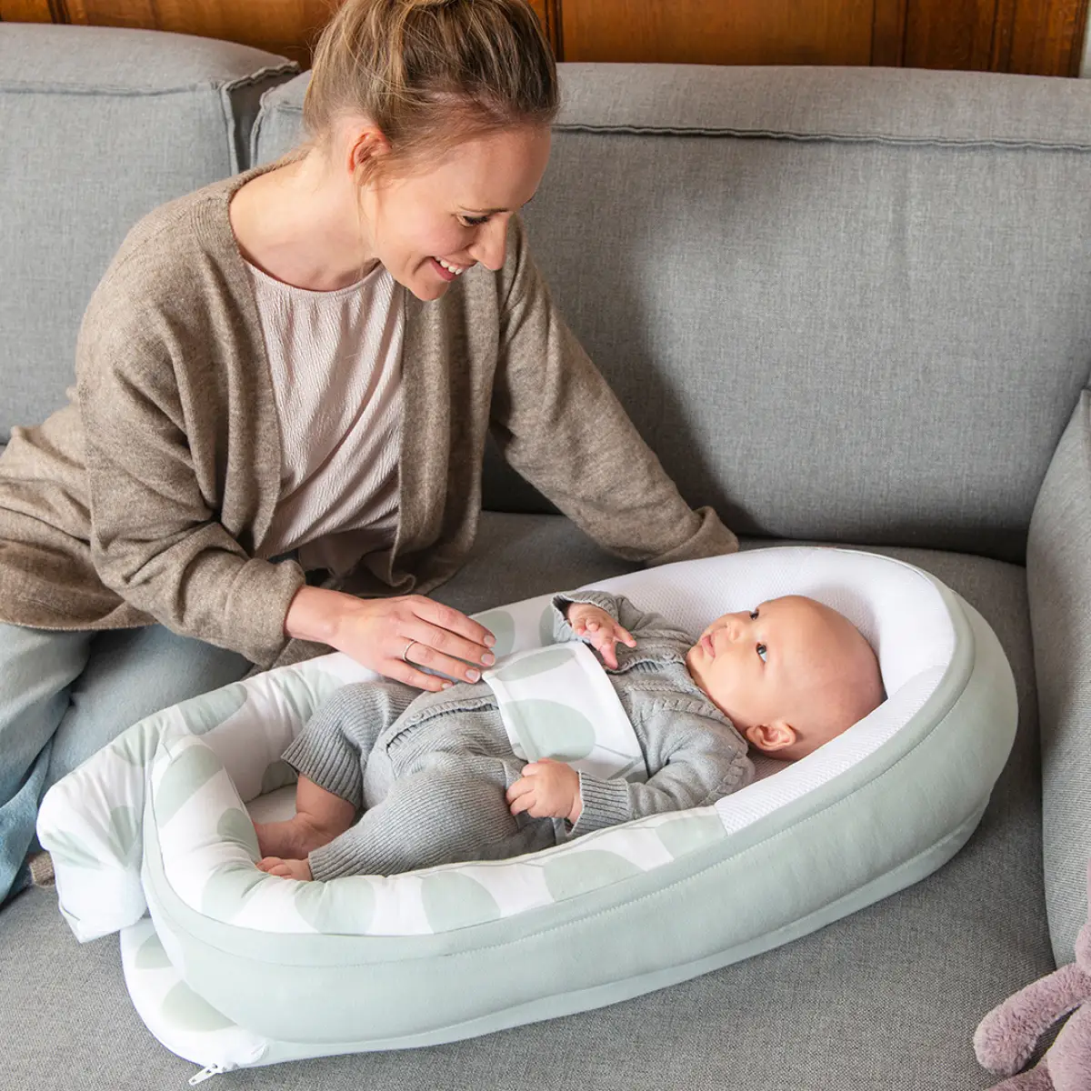 Doomoo Baby Nest – Blad grøn