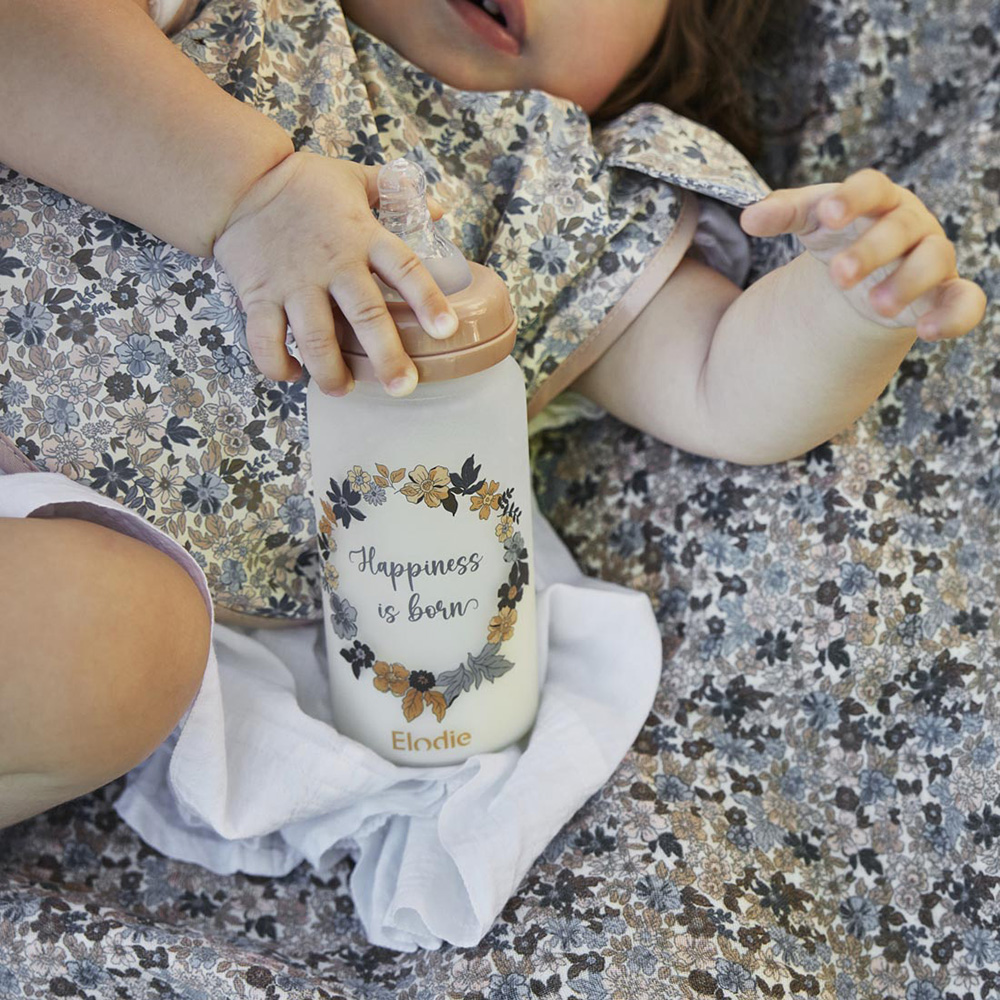 Elodie Glass Feeding Bottle Blue Garden Lt Placement