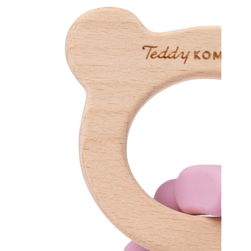 Teddykompaniet Bidering i silikone & træ støvrosa
