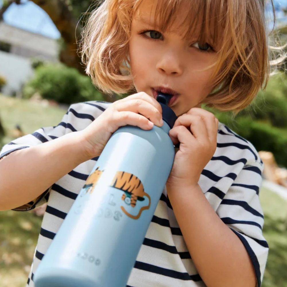 Liewood Falk vandflaske 500 ml – Tiger / Beach Blue