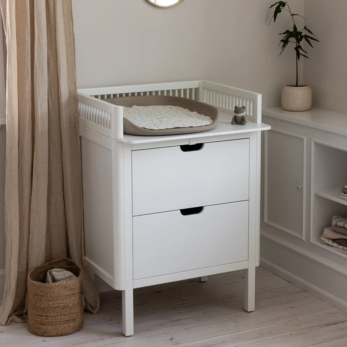 Sebra puslebord med skuffer, White