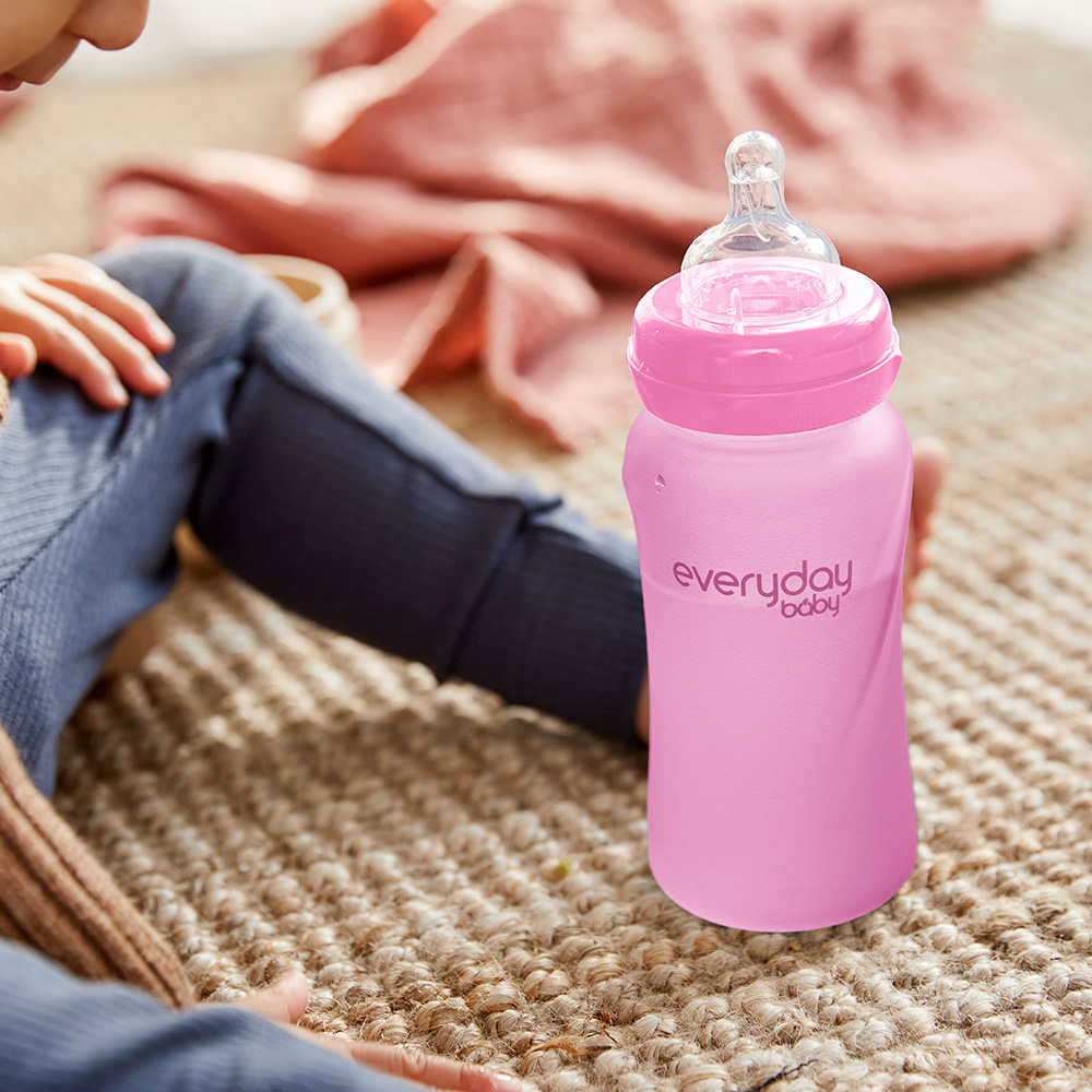 Everyday Baby sutteflaske med varmeføler Healthy + 240 ml - Cerise pink
