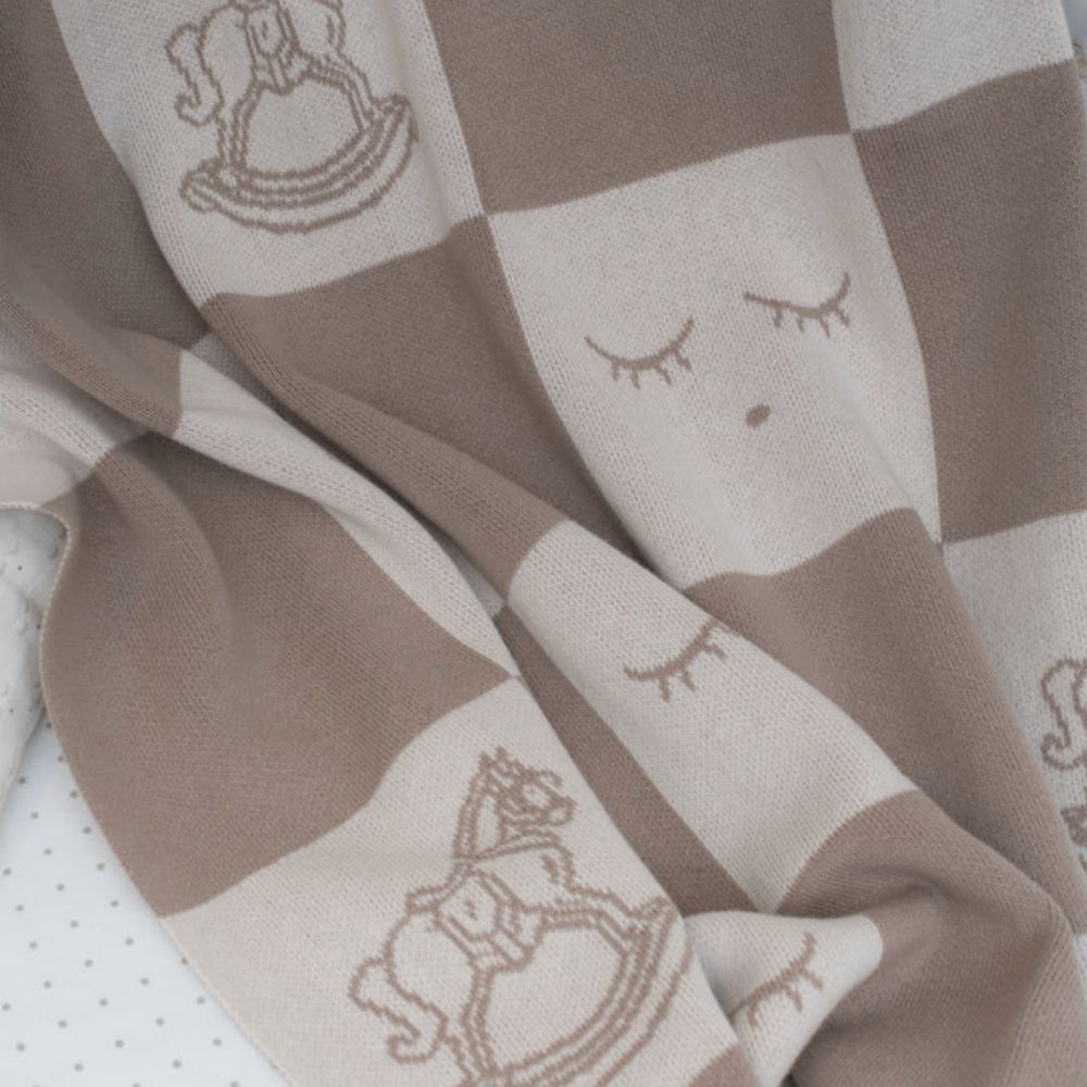 Livly Rocking Horse Knitted Blanket White Sand