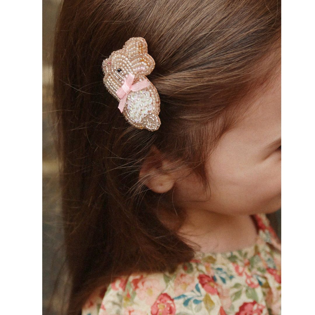 Konges Sløjd 2 Pack Beaded Bunny Hair Clips Bunny-One Size