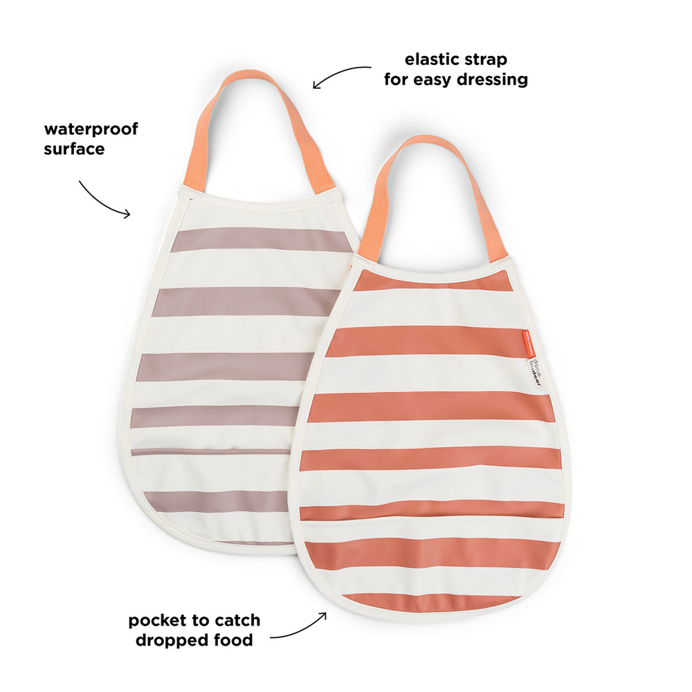 Done by Deer Pull-over hagesmæk 2-pack Stripes Papaya/Powder