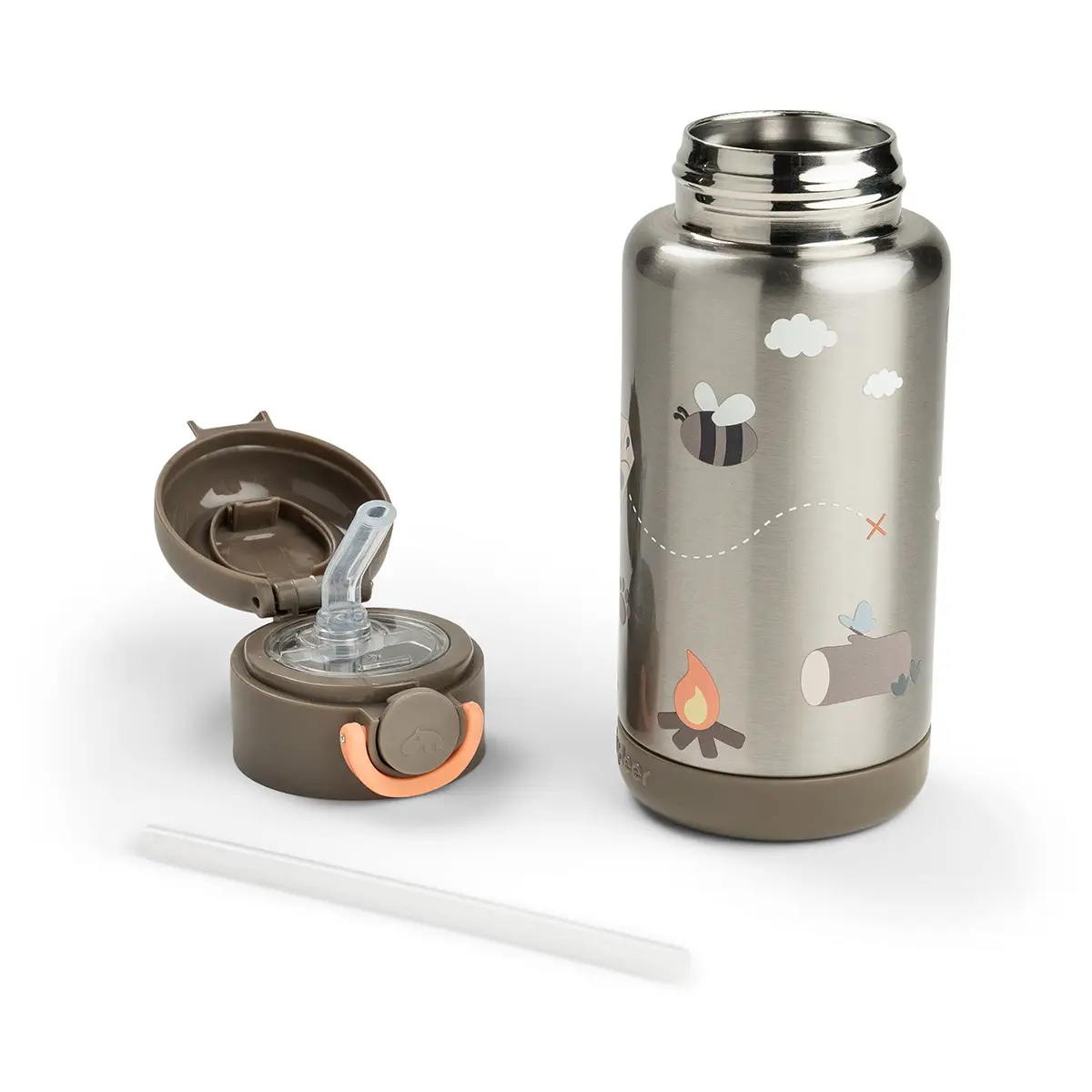 Done by Deer isoleret drikkeflaske med sugerør Tiny Trails Sand 340 ml