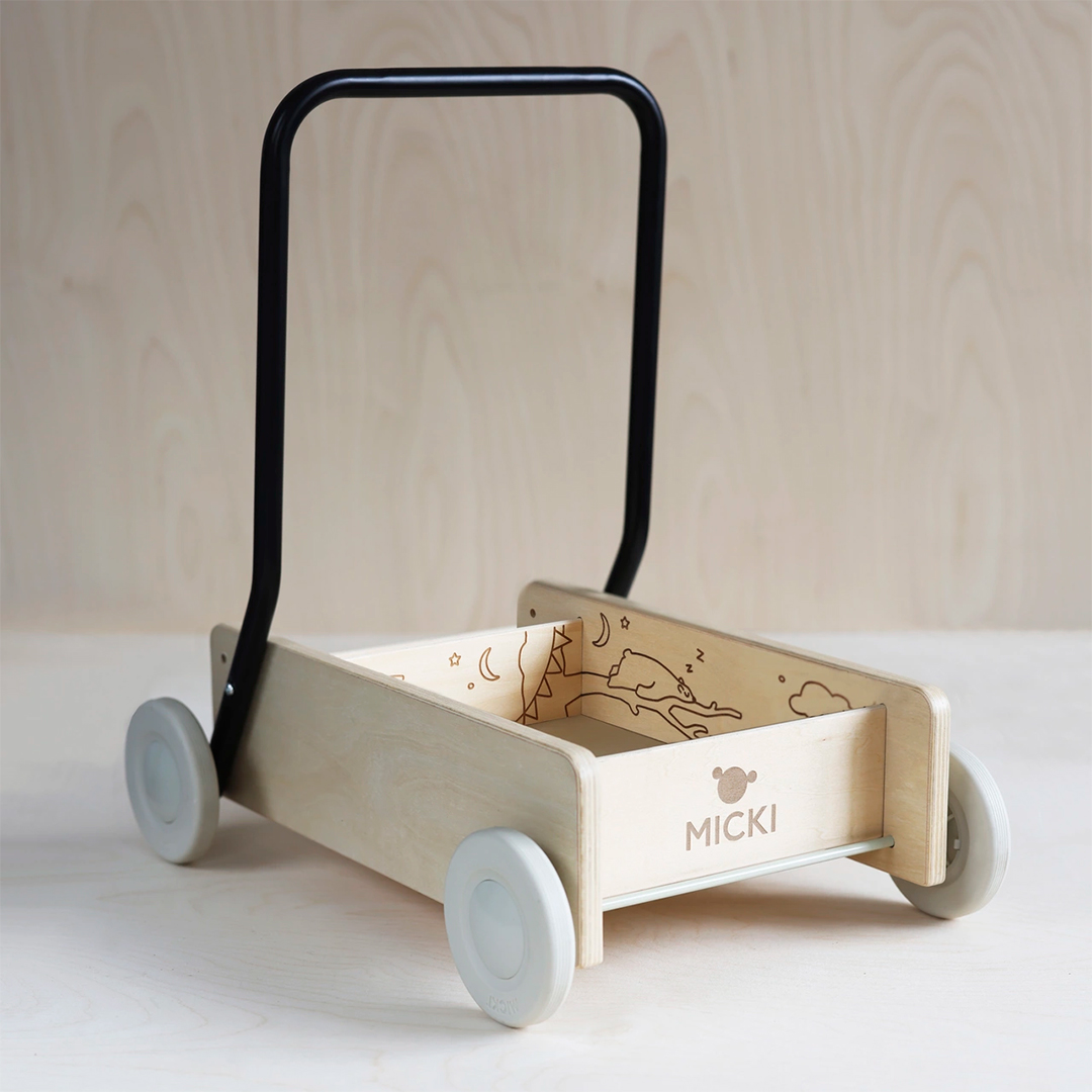 Micki Learning to walk klapvogn Premium Wood