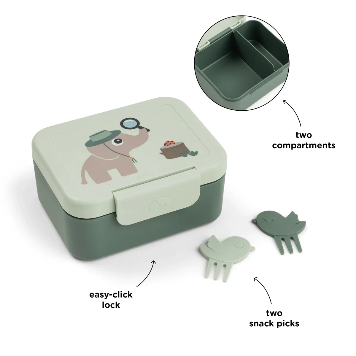 Done by Deer lille madkasse med snack-spyd – Tiny Trails Green