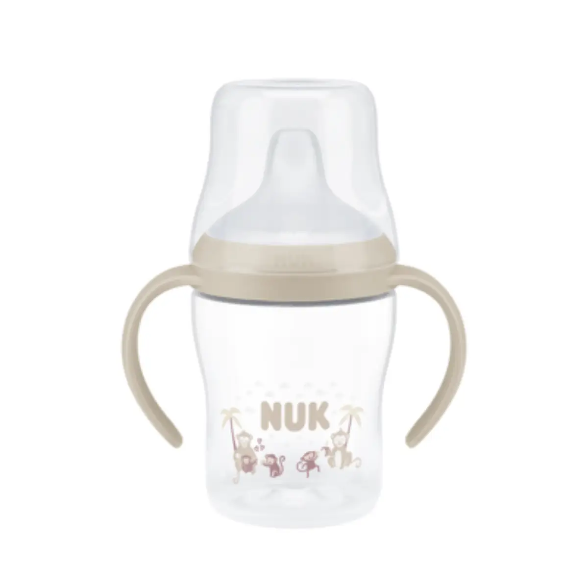 NUK Perfect Match-tudkop med håndtag 150 ml, abe, 6 måneder+