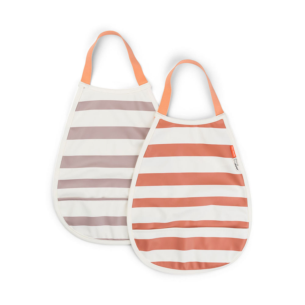 Done by Deer Pull-over hagesmæk 2-pack Stripes Papaya/Powder