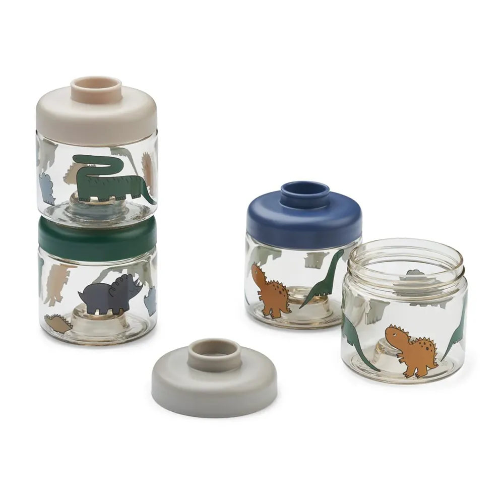 Liewood Dominique Baby Food Tritan Boxes 4-Pack Dinosaurs / Mist