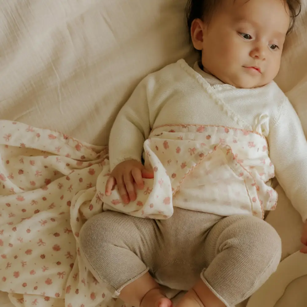 Elodie bambus muslin tæppe Petit River Rose One size