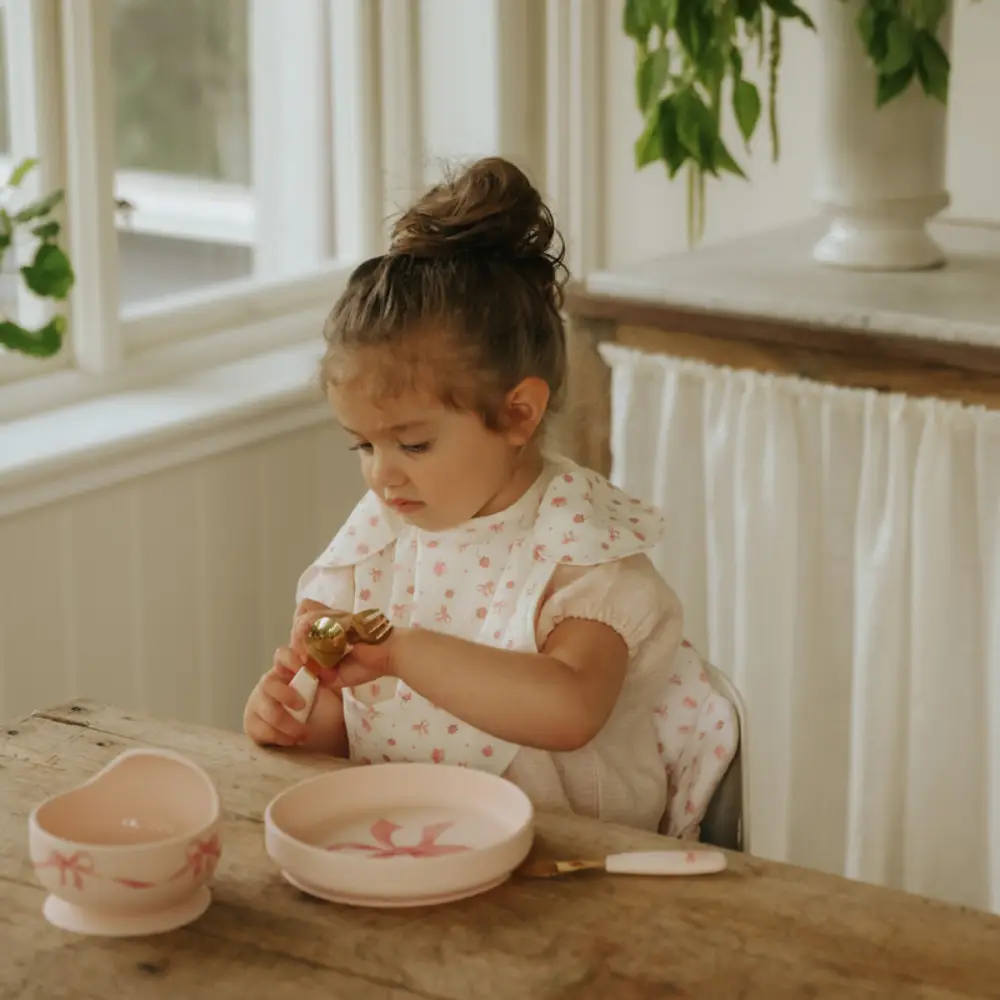 Elodie Silikone Tallerken Sæt Rosy Bow