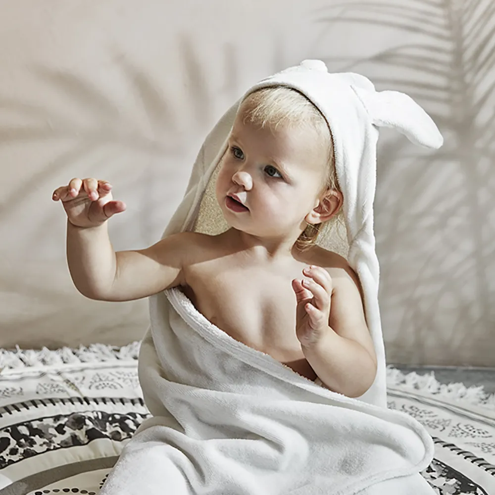 Elodie Håndklæde med hætte Vanilla White Bunny