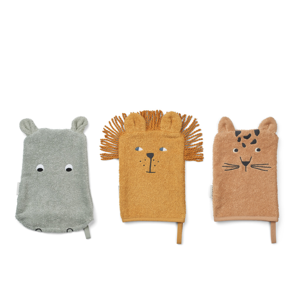 Liewood Sylvester Vaskeklud 3-Pack Safari mix 1114