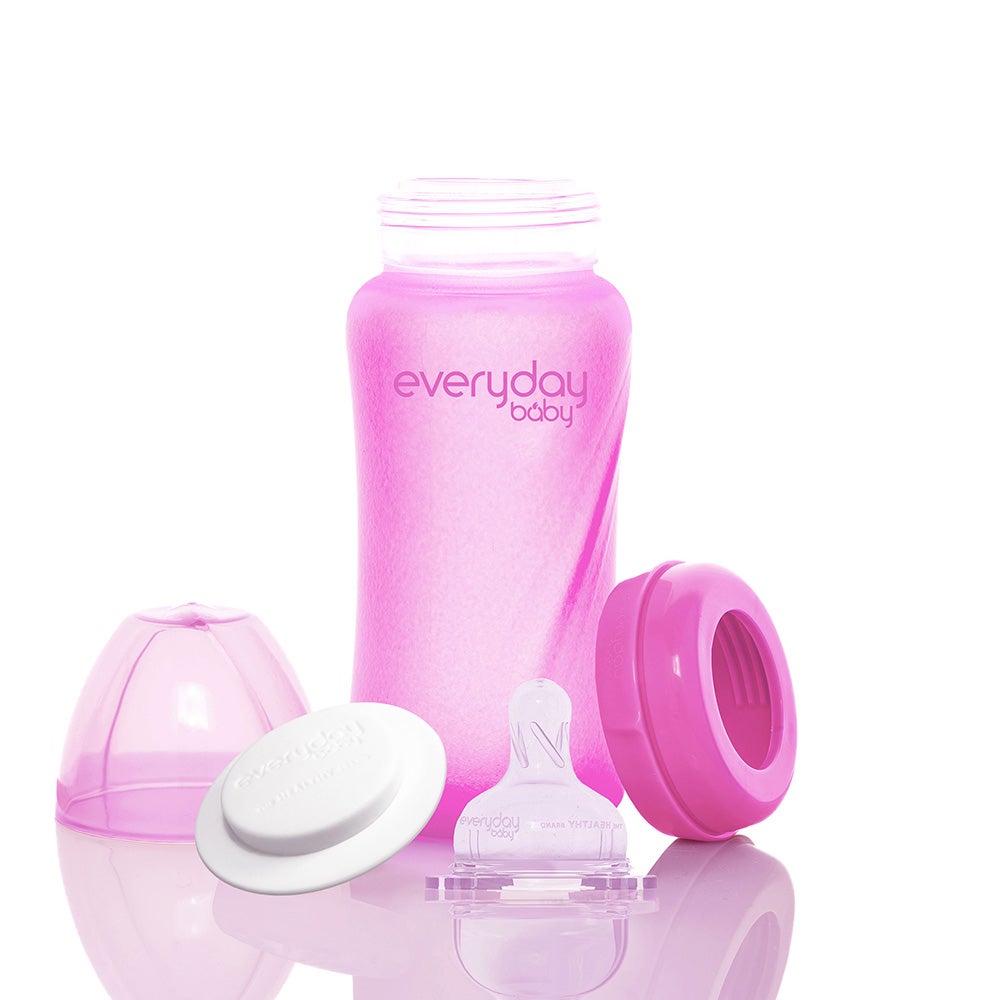 Everyday Baby sutteflaske med varmeføler Healthy + 240 ml - Cerise pink