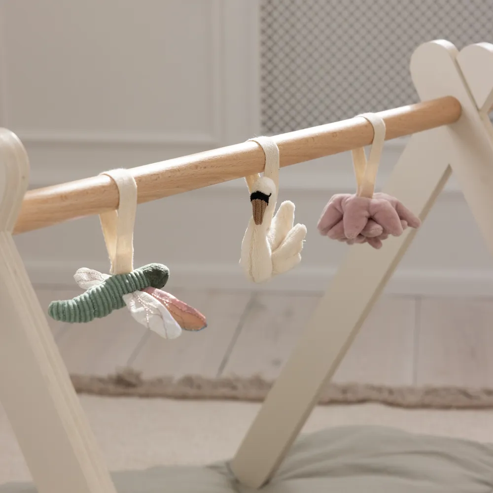 Sebra Aktivitetslegetøj 3 stk blomst/guldsmed/svane