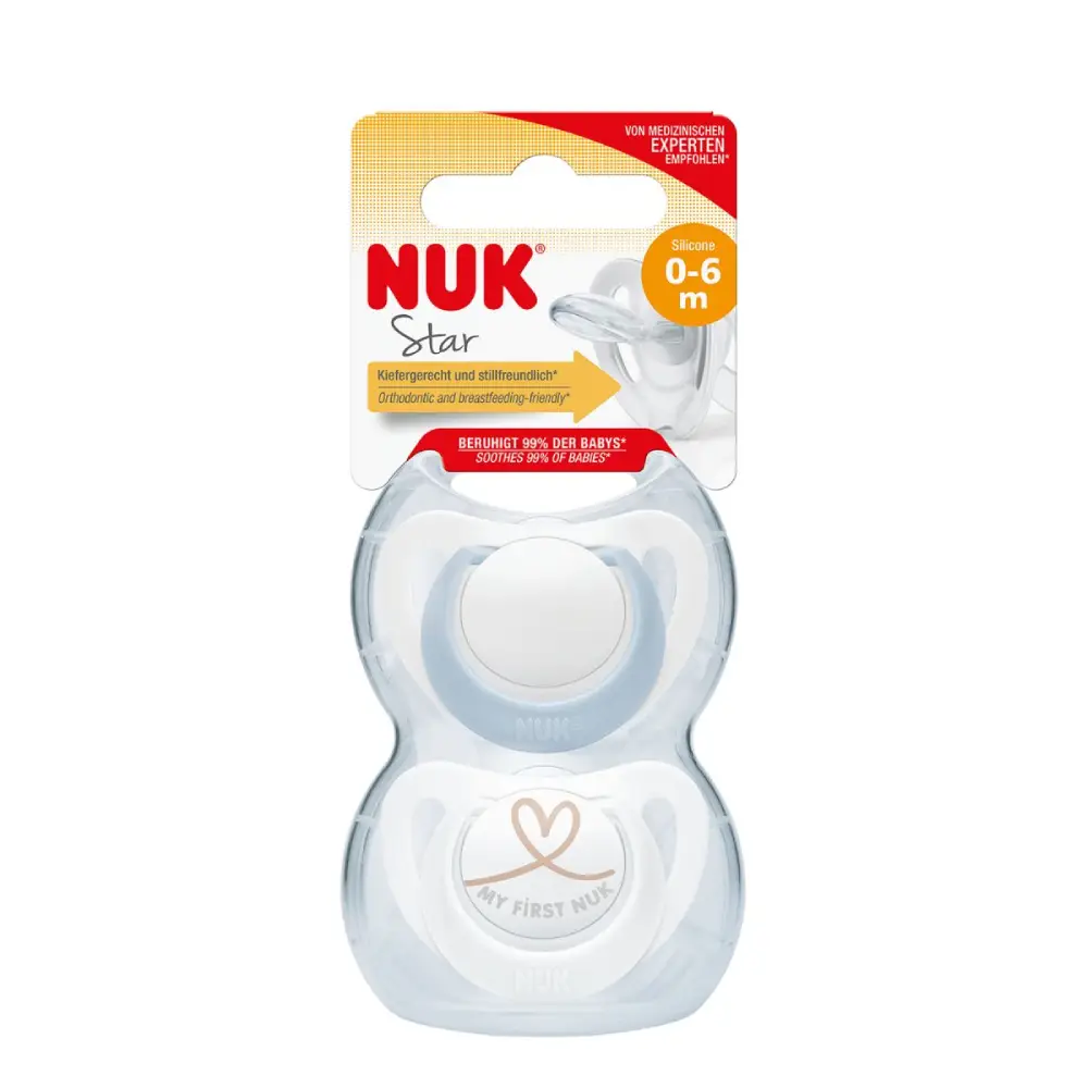 NUK Star Silikone Sut 0-6 mdr. Blå