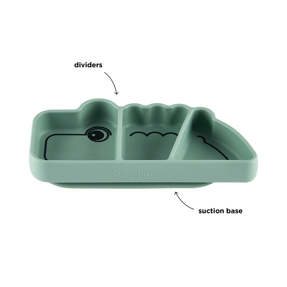 Done by Deer silikone snack tallerken Croco green