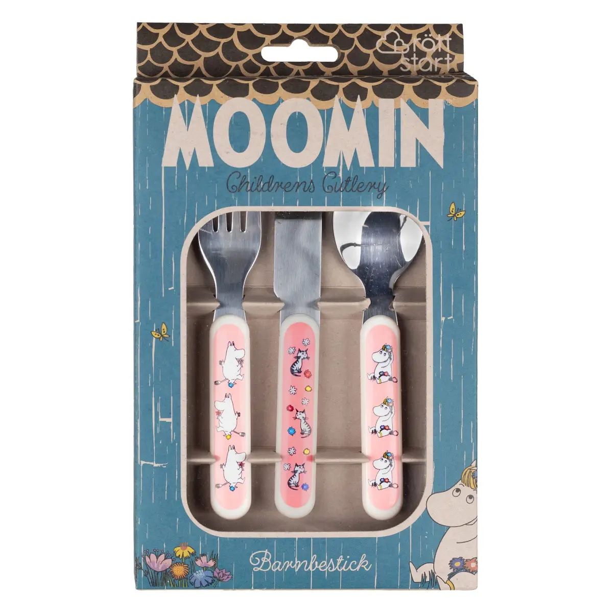 Rätt Start Moomin Meadow, børnebestik, lyserød