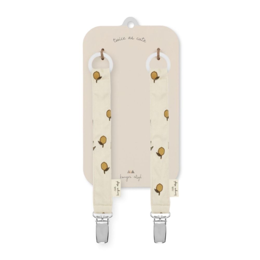 Konges Sløjd 2 Pack Pacifier Strap Lemon-One Size