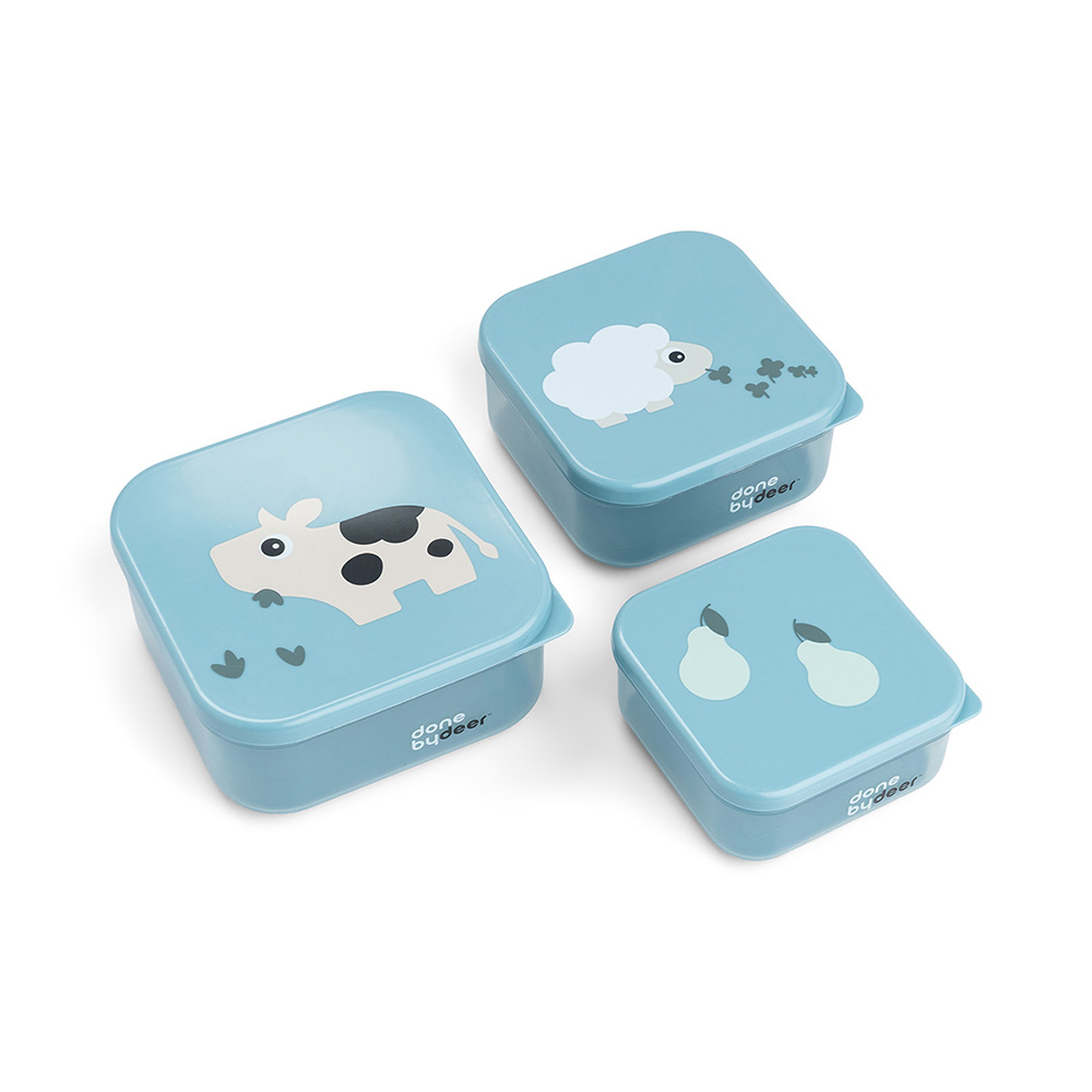 Done by Deer snack æske sæt3 pcs Tiny farm Blue