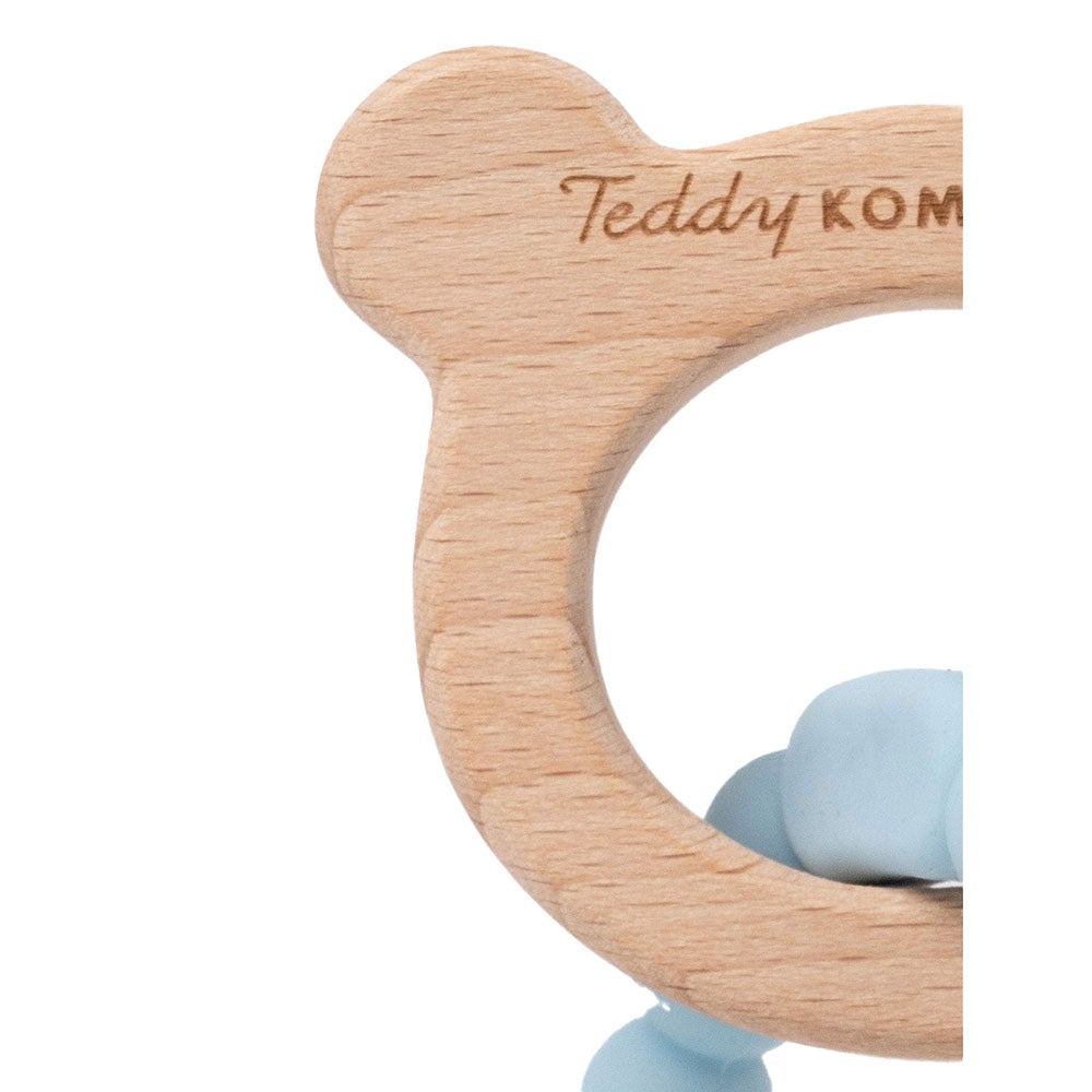 Teddykompaniet Bidering i silikone & træ teal