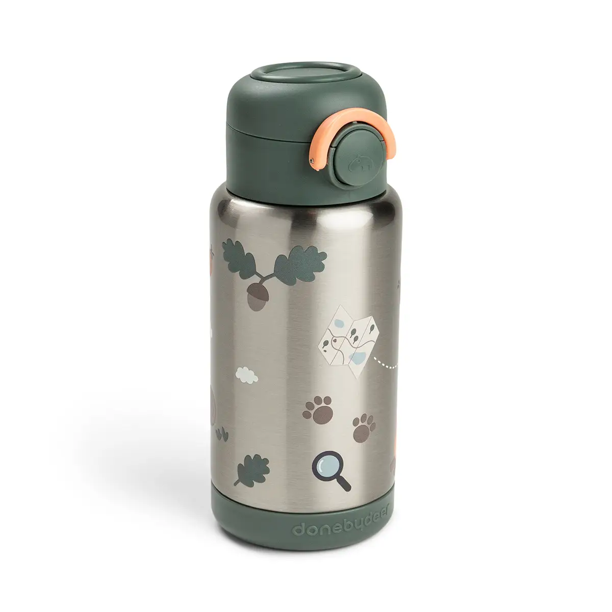 Done by Deer isoleret drikkeflaske med sugerør Tiny Trails grøn 340 ml
