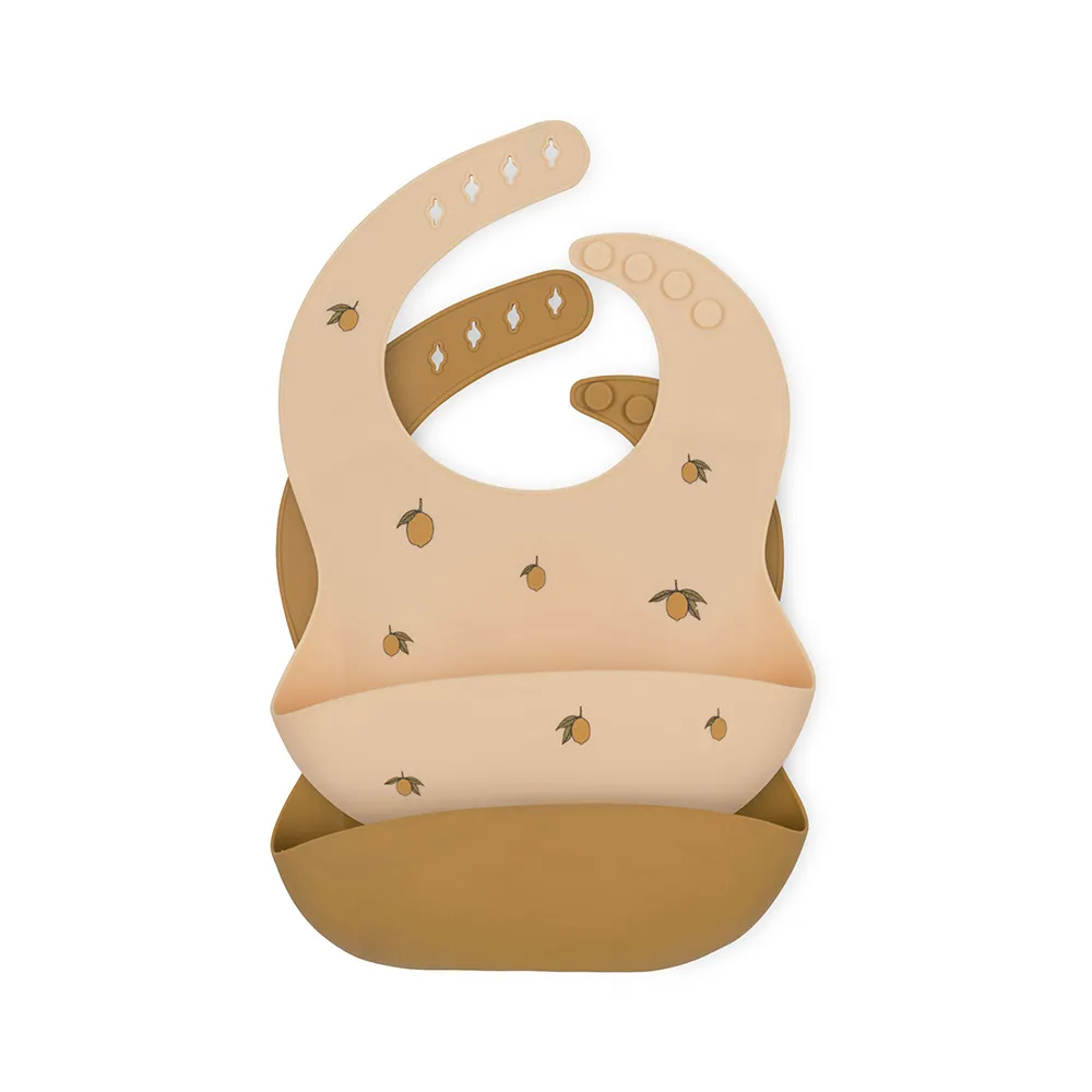 Konges Sløjd Silikone Hagesmække 2-pak Lemon/Almond