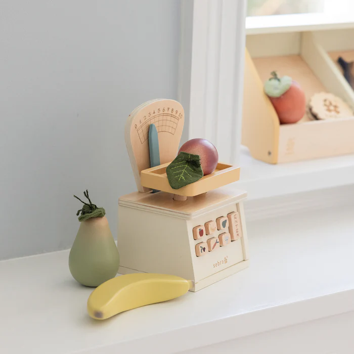 Sebra butiksvægt i træ