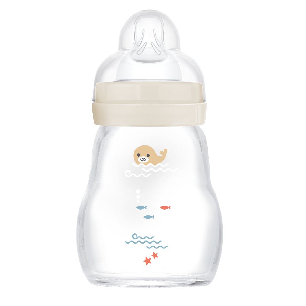 MAM Feel Good Glasflaske 170 ml Blandede farver 1p