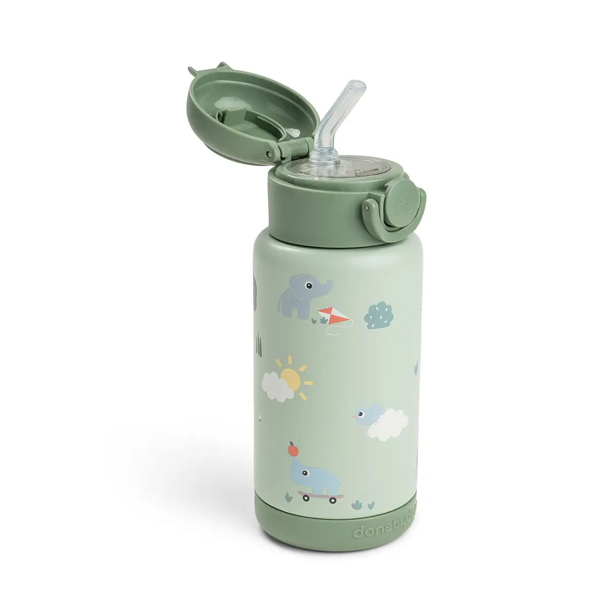 Done by Deer isoleret drikkeflaske med sugerør Playground Green 340 ml