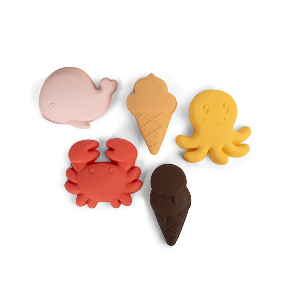 Filibabba Silikone sandforme 5 stk. - Peach Mix